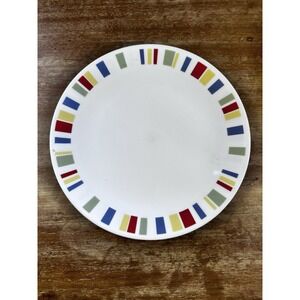 2 Corelle MEMPHIS Dinner Plates Red Blue Green Yellow Blocks